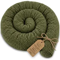 Totsy Baby Zijslaper kussen Lichaamskussen 300 cm Bouclé - Lang kussen bed rol slaapkussen nek rol Decoratie voor kinderkamer Oeko-Tex certificaat Olijfgroen