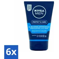 Nivea 6 x MEN - Protect & Care - Reinigingsgel Gezicht - 100 ml - Gezichtsreiniging - Mannelijke Huid - Huidverzorging - Face Wash - Huidbarrière