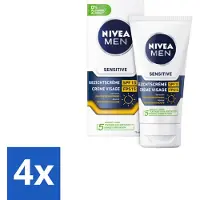 Nivea 4 x MEN - Sensitive - Gezichtscrème met SPF 15 - 75 ml - Gevoelige Huid - Gezichtscreme - SPF 15 - Zonbescherming - Kamille