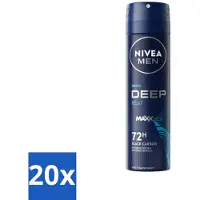 Nivea 20 x MEN - Deospray - Deep Beat - 150 ml - Anti-transpirant Spray - Zweetbehandeling - Mannen Deodorant - Deep Beat - Woody Harmony