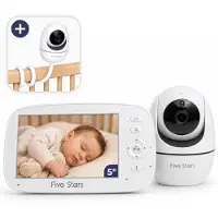 Five Stars Dream One - Babyfoon met Camera - 5 inch Display - Baby Monitor - Inclusief Flexhouder - Wit