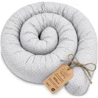 Totsy Baby Zijslaper kussen Lichaamskussen 200 cm Katoen - Lang kussen bed rol slaapkussen nek rol Decoratie voor kinderkamer Oeko-Tex Stippen op grijs