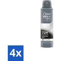 Dove 4 x Men+Care Deodorant Spray - Invisible Dry - 150 ml - Deodorant Spray - Antitranspirant - Men+Care - 72 Uur Bescherming - Kledingbescherming