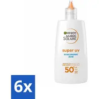 Garnier - Ambre Solaire - UV Fluid - Super UV Hyaluronzuur - Hydraterend - SPF 50+ - 40 ml - Voordeelverpakking - 6 stuks