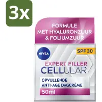 Nivea - CELLular Expert Filler Dagcrème - Anti-Veroudering Gezichtscrème - SPF 30 - Met Hyaluronzuur, Creatine & Foliumzuur - 50 ml - Bulkverpakking - 3 stuks