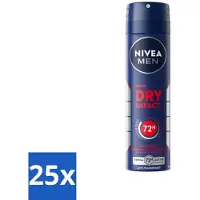 Nivea 25 x MEN - Deodorant Spray - Dry Impact - 150 ml - Deodorant Spray - Anti-Transpirant Spray - Droog Huidgevoel - 72 Uur Bescherming - Mannenverzorging
