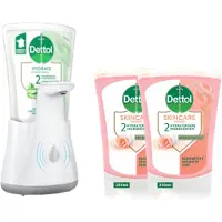 Dettol - Automatische Zeepdispenser No Touch & 2x250ml Handzeep No Touch Navulling - Sheabutter