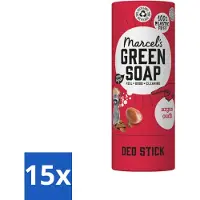Marcels Green Soap 15 x - Deodorant Stick - Argan & Oudh - Langdurige frisheid - 40 gr - Deodorant Stick - Argan & Oudh - Natuurlijke Deodorant - Geur - Frisheid