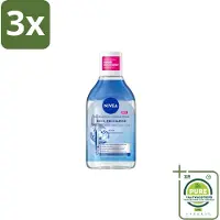 Nivea 3 x - Micellair Water - Serum Verrijkt Opladend - Verwijdert Waterbestendige Make-up - 400 ml - Grootverpakking - Micellair Water - Reinigingswater - Gevoelige Huid - - Hydraterend