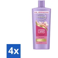 Andrélon 4 x – Shampoo – Levendig Lang – 685 ml - Lang Haar Verzorging - Biotine Shampoo - Sterk Haar - Gezond Haar - Haarversterking