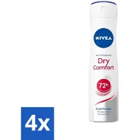 Nivea 4 x - Deodorant Spray - Droog Comfort - Antibacterieel - 150 ml - Deodorant - Antitranspirant - Droog Comfort - 72 Uur Bescherming - Geurneutraliserend