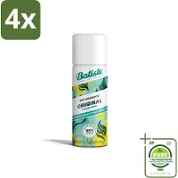 Batiste - Classic Clean - Droogshampoo - Koele en Schone Geur - Verfrist en Geeft Grip - 50ml - Voordeelverpakking - 4 stuks - Droogshampoo - Fris haar