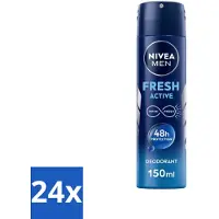 Nivea 24 x MEN - Deodorant Spray - Fresh Active - 150 ml - Frisheid - Zweet - Geur - Deodorant - Mannelijke Geur