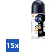 Nivea 15 x MEN - Deodorant Roller - Black & White Ultimate Impact - 50 ml - Deodorant Roller - Anti-vlekken - Zweetbescherming - Geurbescherming - Huidbescherming
