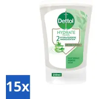 Dettol 15 x - Wasgel Navulling - Hydrate - Aloë Vera & Bamboe - 250 ml - Handzeep - Wasgel - Antibacterieel - Hygiëne - Handen Reinigen