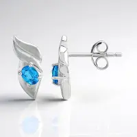 Cavill - 925 Sterling Zilver Oorbellen met Palladiumlaag - Neonblauwe Goias Apatiet 0,255 ct - Elegante Bladvormige Oorknopjes 13 mm