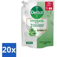 Dettol 20 x - Handzeep Navulling - Hydrate - Aloë Vera & Bamboe - 500 ml - Handzeep Navulling - Handen Reinigen - Antibacterieel - Hygiëne - Handen Verzorgen