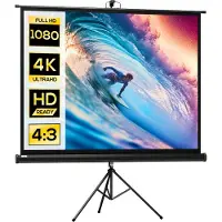 HOMCOM Projection Screen-Kunststoff, Metall-171L x 131H cm-Schwarz