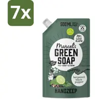 Marcel's Green Soap - Handzeep - Bergamot & Black Pepper - Natuurlijke verzorging - 500 ml - Bulkverpakking - 7 stuks
