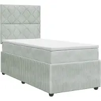 vidaXL Boxspringbed met matras Lichtgrijs 90 x 190 cm Fluweel