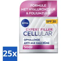 Nivea - CELLular Expert Filler Dagcrème - Anti-Veroudering Gezichtscrème - SPF 30 - Met Hyaluronzuur, Creatine & Foliumzuur - 50 ml - Bulkverpakking - 25 stuks
