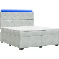 vidaXL Boxspringbed met matras, lichtgrijs, 160 x 200 cm, fluweel