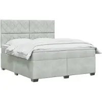 vidaXL Boxspringbed met matras, lichtgrijs, 180 x 200 cm, fluweel