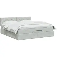 vidaXL Ottomanbed met matras en LED-verlichting, lichtgrijs, 160 x 200 cm, fluweel