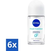 Nivea 6 x - Deodorant Roller - Frisse Comfort - Antibacterieel - 50 ml - Deodorant - Deodorant Roller - Antitranspirant - Frisse Geur - Katoen Geur