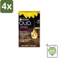 Garnier - Olia 5.3 - Haarkleuring - Licht Goudbruin - Zonder Ammoniak - 60% Olie - Permanente Kleur - Voordeelverpakking - 4 stuks - Permanente haarkleur - Haarkleuring