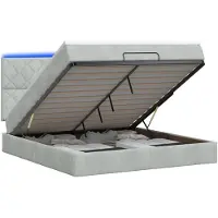 vidaXL Ottomanbed met matras en LED-verlichting, lichtgrijs, 140 x 200 cm, fluweel