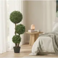 OKWISH Kunstbuxus Driekugelig Met Houtstam En Pot 100 Cm Groen Voor Binnen En Buiten