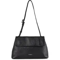 Coccinelle Leren schoudertas Fern Shoulder Bag Grained Leather Noir zwart