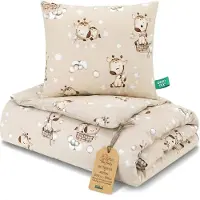 Totsy Baby Kinder dekbed zonder hoes 135x200 cm - Katoenen baby deken en kussen set kinderdeken 135 x 200 en kussen 80 x 80 - Dekbedden kinderdekbed voor babybed Oeko-Tex Giraffen