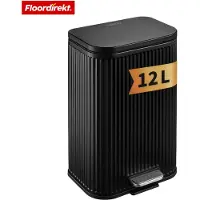 Floordirekt Mülleimer Miles – Vuilnisbak met zachte sluiting en uitneembaar binnenbak – Zwart – 12 liter