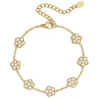 Yehwang Elegante Armband Met Zirkonia Belegde Bloemen Goudkleur