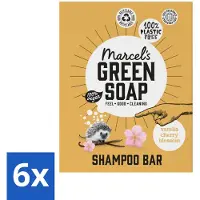 Marcels Green Soap Marcel's Groene Zeep - Shampoo-staaf - Vanille & Kersenbloesem - Versterkt en verzorgt - 90g - Voordeelverpakking - 6 stuks
