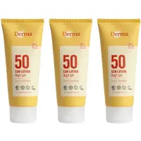 Derma Sun - Zonnebrand SPF50 3 x 100 ml - Hoge UVA en UVB Bescherming - Waterbestendig - Parfumvrij - AllergyCertified - met Aloe Vera, Glycerine en Vitamine E