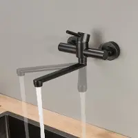 CECIPA MAX Wand Keukenkraan - 360° Draaibare Keukenmengkraan - Eengreeps Mengkraan voor Wandmontage - Zwart