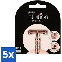 Wilkinson 5 x Intuition - Navulmesjes - Rose Gold Safety Razor - Luxe - 15 mesjes - Scheermesjes - Navulmesjes - Veilig Scheermes - Luxe Scheermes - Gevoelige Huid