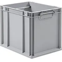 Schäfer Shop Stapelbak Eurobox - serie Economy - kunststof - B 400 x D 300 x H 320 mm - 30 l - gesloten handgrepen - grijs - ons merk Schaefer Shop Pure