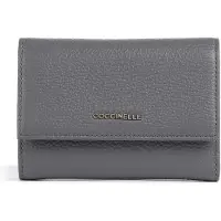 Coccinelle Leren portemonnee Metallic Soft Wallet Grainy Leather Stove blauwgrijs