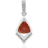Cavill - Gouden hanger 9K witgoud - Oregon zonnesteen 0,918 ct triljant - 13 ronde zirkonen 0,08 ct Tanzania - elegante en veelzijdige dameshanger