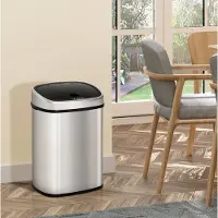 HAUSS SPOLE Prullenbak – Sensorprullenbak 58 Liter – 40,9 x 28,9 x 68 cm – Metaal en Kunststof – Zilver – Voor Keuken en Kantoor