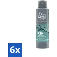 Dove 6 x Men+Care Deodorant Spray - Eucalyptus & Mint - 150 ml - Deodorant Spray - Anti-transpirant - Eucalyptus - Munt - 72 Uur Bescherming