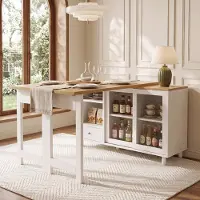 STILVORA Eettafel - Uitschuifbaar En Opklapbaar Met Opbergruimte - Voor Wonen En Dineren - MDF In Wit En Naturel - 120x40x75,5 Cm