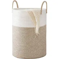 Vali Wasmand - Wassorteerder - Wasbox - Wit en bruin - 38cm x 38cm x 50cm