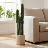 OKWISH Kunstplant Kaktus 95 cm Met Pot Kunststof Groen Voor Binnen Realistisch Decoratief Onderhoudsvrij Voor Woonkamer En Slaapkamer