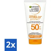 Garnier 2 x - Ambre Solaire - Zonnebrandcrème - Hydra 24H Protect - SPF 50+ - Reisformaat - 50 ml - Zonnebrandcrème - Zonnebescherming - SPF 50 - Hydra 24H - Reisformaat
