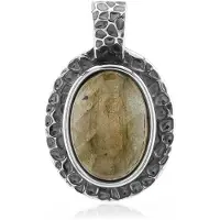 Cavill - Zilveren Hanger met 5,31 ct Labradoriet Cabochon - 925 Sterling Zilver Antiek - Handgemaakte Ovale Edelsteen uit Madagaskar - Luxe Sieraad